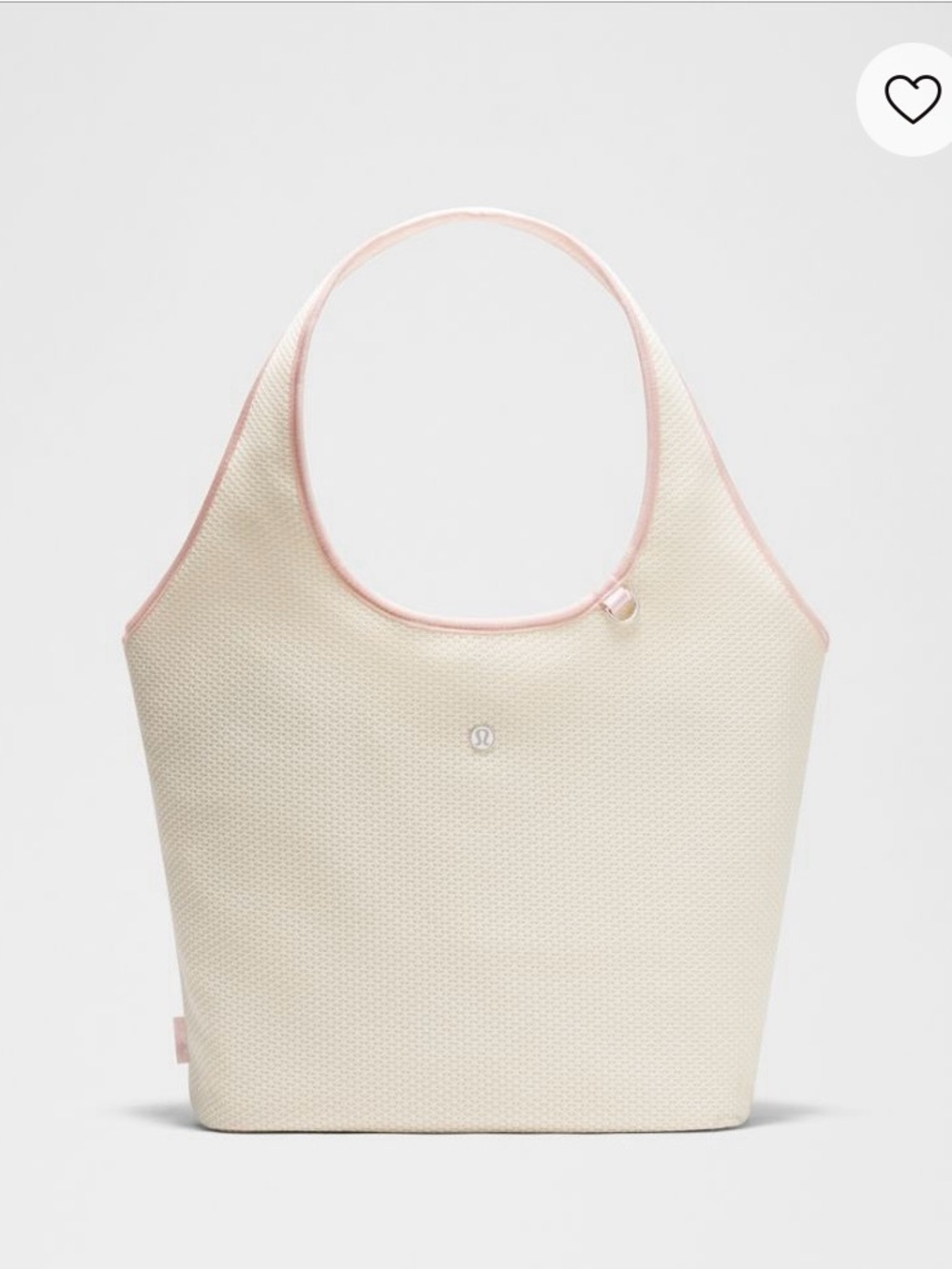 Lululemon Mesh Shoulder Bag Cream with Pink Trim